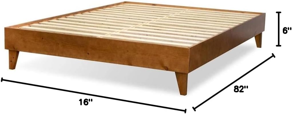 eLuxurySupply Wooden Platform Bed Frame King Size, Almond - Low Profile, No Box Spring Needed, Easy Assembly, Wooden Modern Minimalist Style