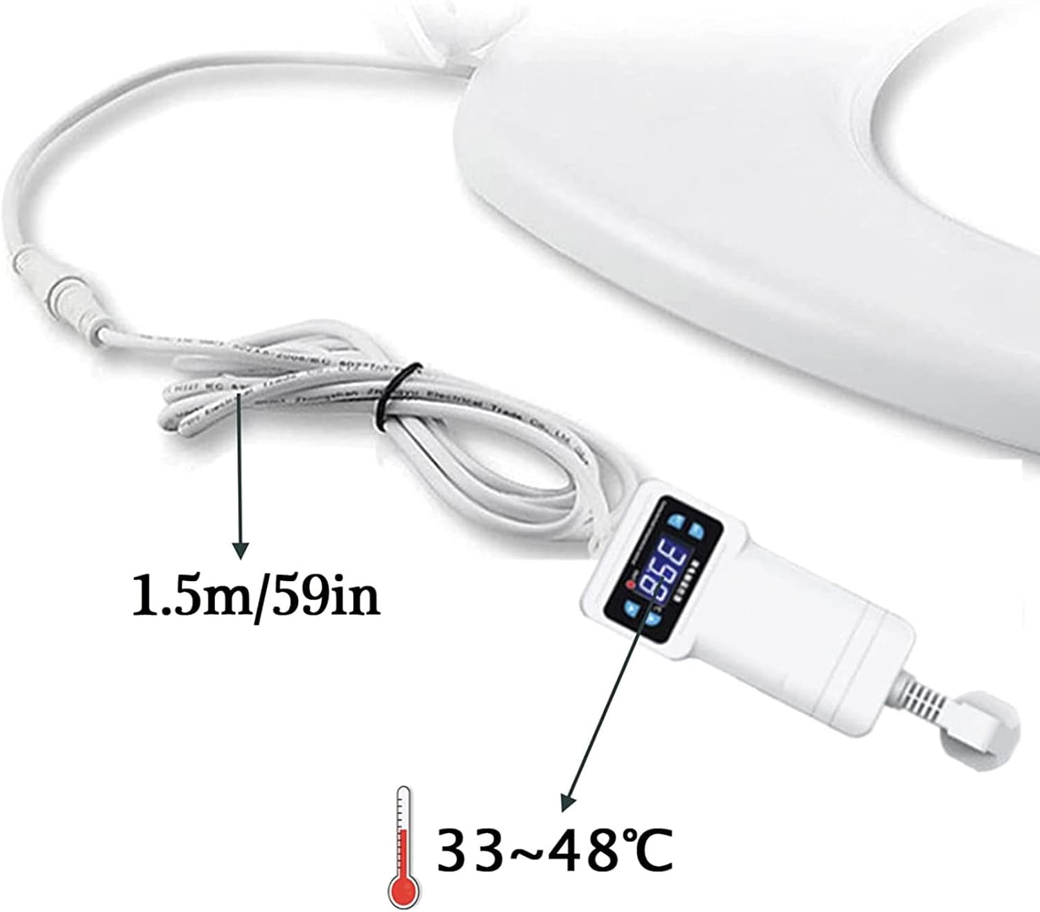 Toilet seat soft close toilet seat Smart Toilet Seat, Electric Bidet Toilet Seat, Heated Seat, Easy Install, Eco Power Save, Heated Toilet Seat Soft Close,Adjustable Temperature 33-48℃, D Shape