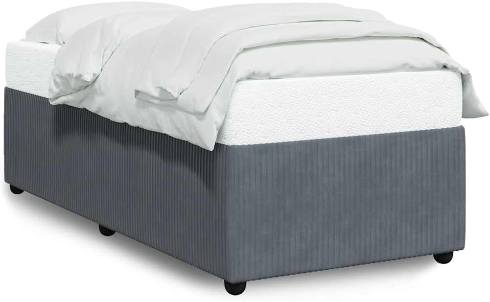 Dark Gray Velvet Twin Bed Frame with Plywood and Engineered Wood Construction, Modern Upholstered Platform Bed for Minimalist Bedrooms, Breathable Fabric and Sturdy Design