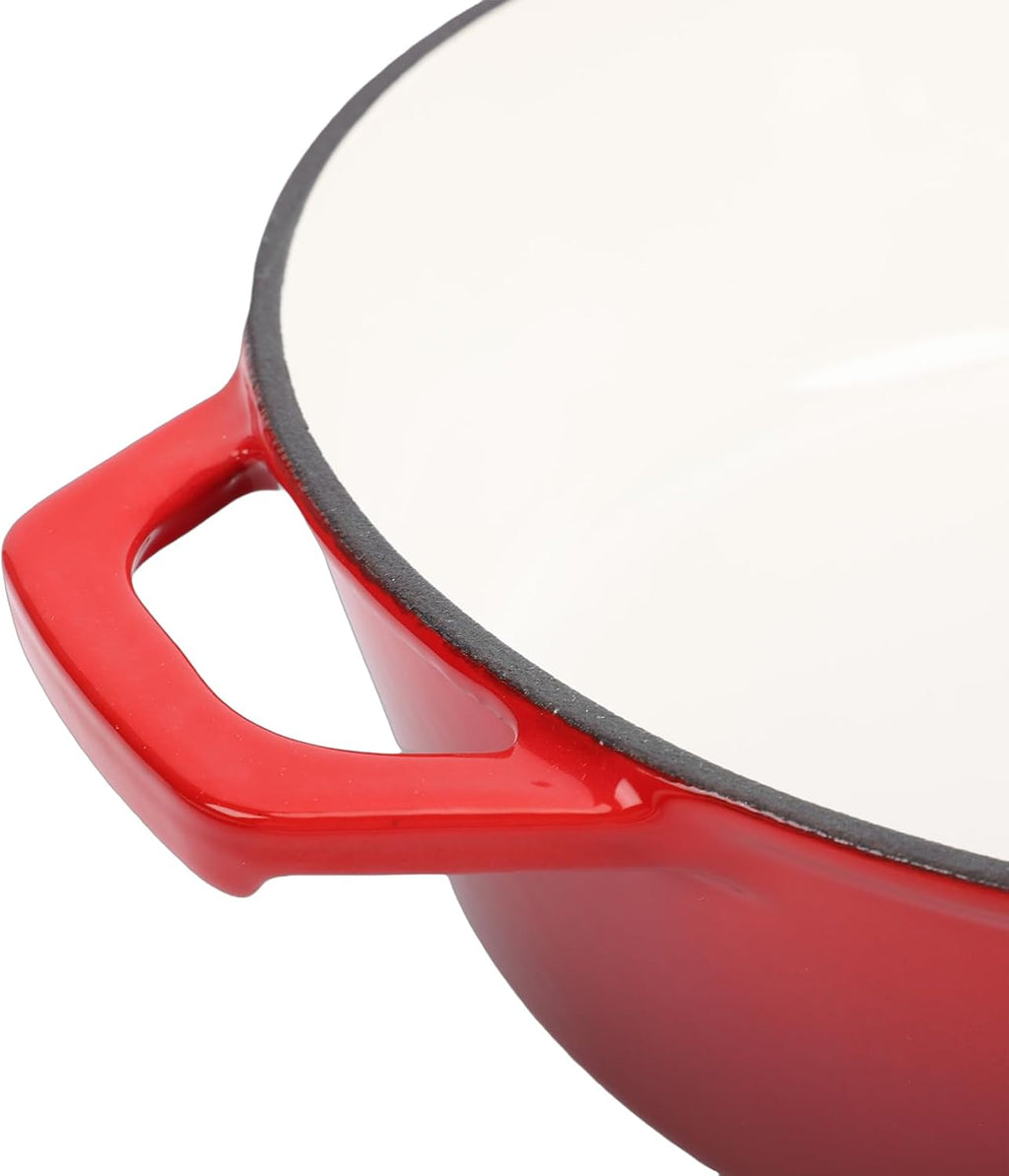 RiToEasysports Cast Iron Dutch Oven, Durable 4QT Round Braiser Pan with Lid for Family Cooking, Holiday Meals, Entertaining Friends