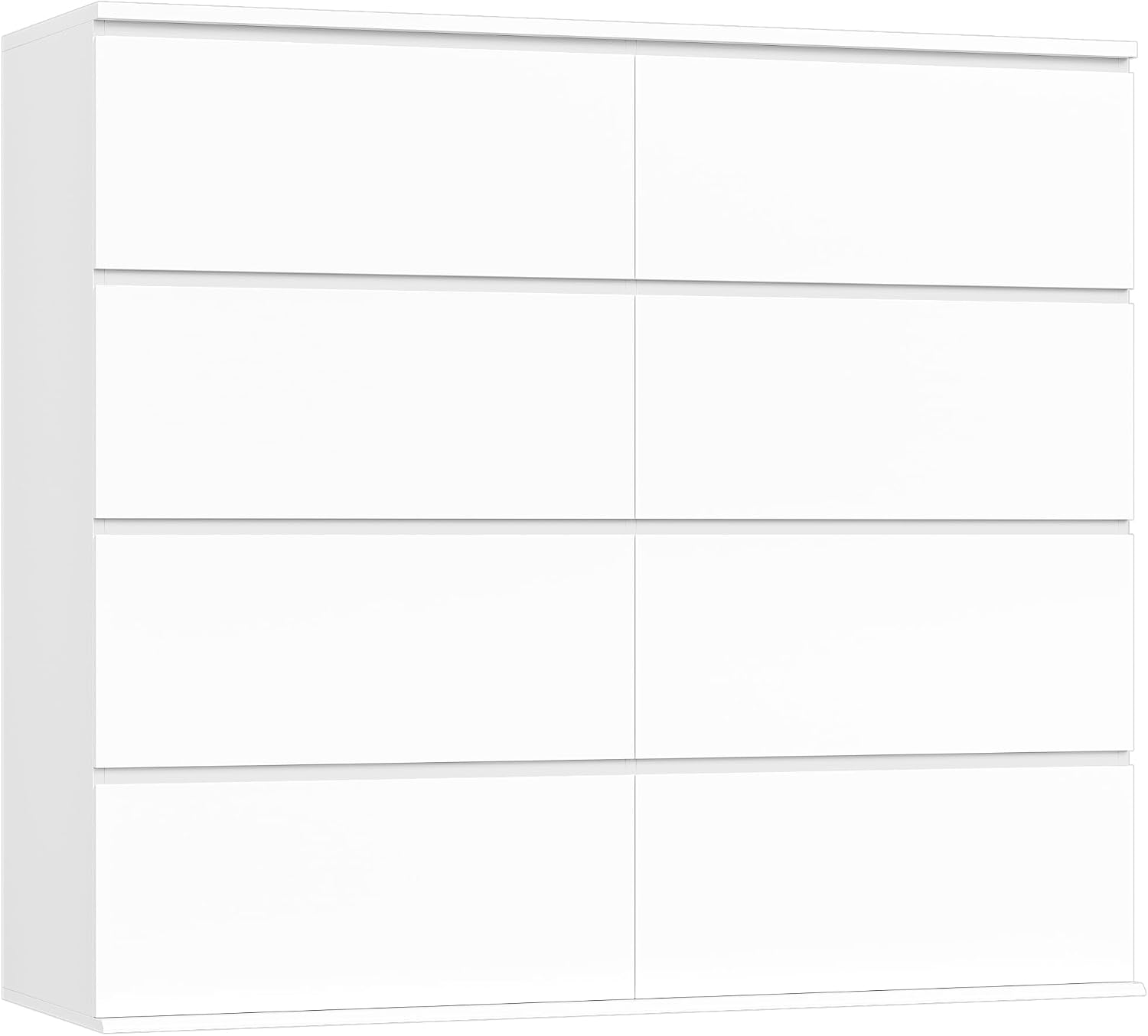 FINETONES 8 Drawer Dresser for Bedroom, White Dresser Double Chest of Drawers, Modern Wood Dressers with Deep Drawers for Living Room,White