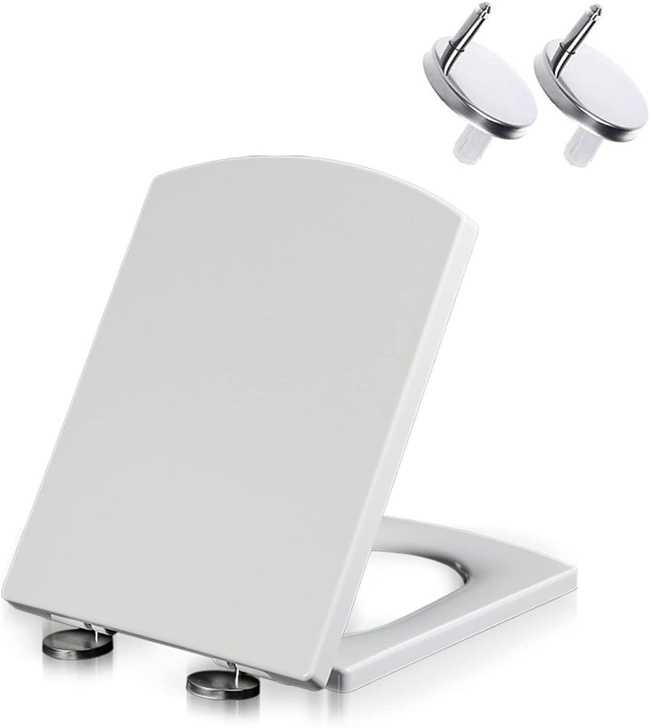Soft Close Toilet Seat with Quick Release Hinge - White PP Material Rounded Design Easy Clean Top Fixing
