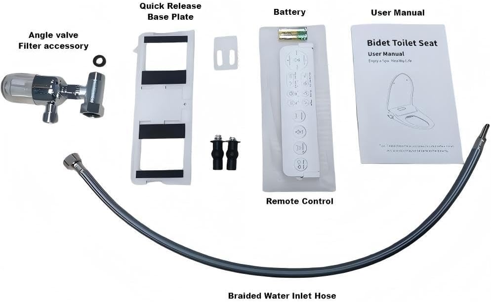 Electric Bidet Toilet Seat - Automatic Nozzle Cleaning, Side Knob, Heated Seat, Water Temp/Pressure Adjustment, Only Seat (S51B)