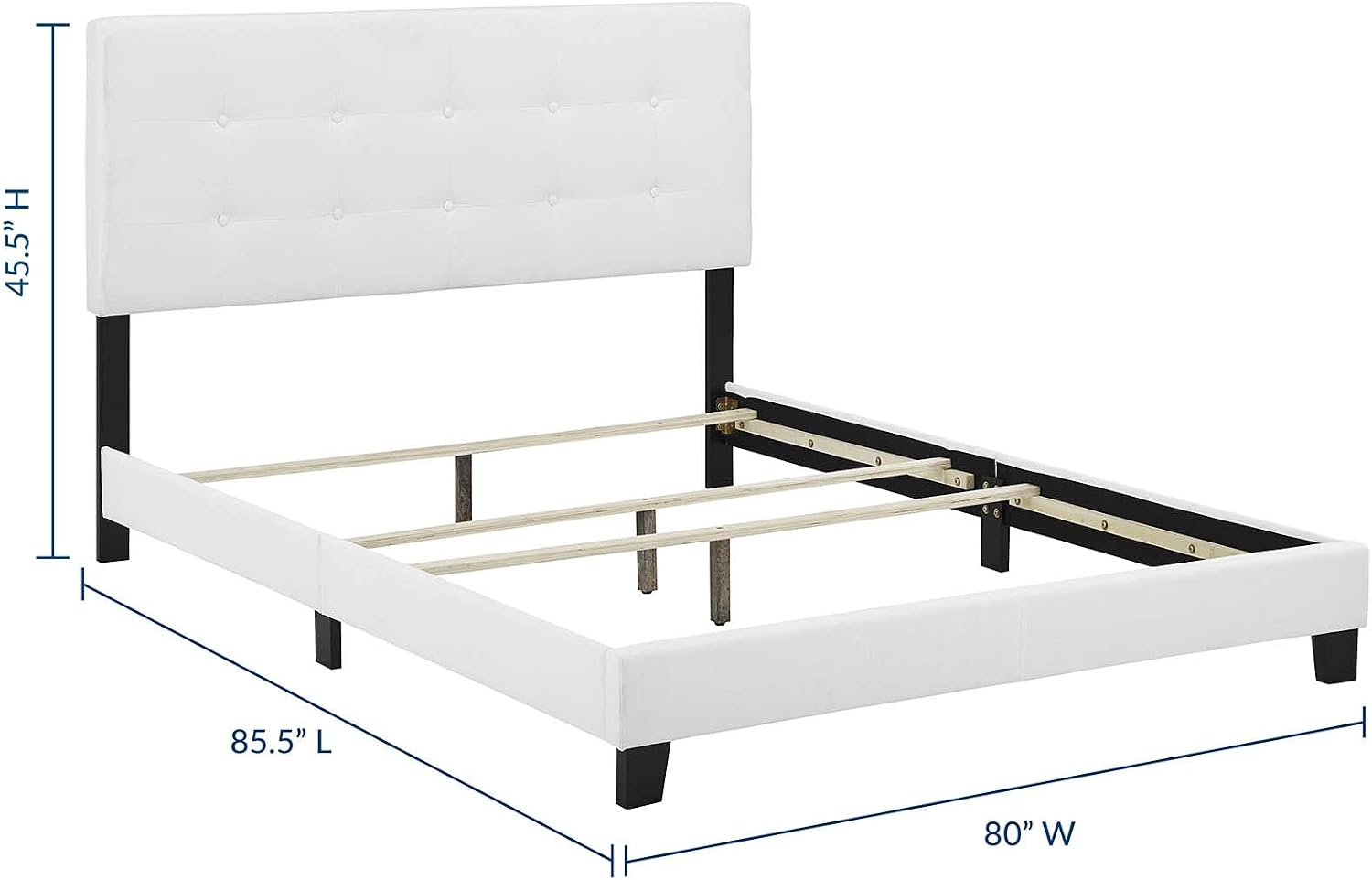 Modway Amira Tufted Fabric Upholstered King Bed Frame With Headboard In White