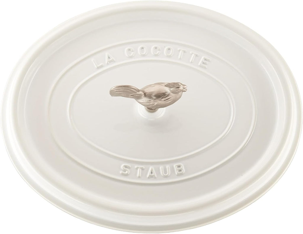 Staub Cast Iron Coq au Vin Cocotte, Dutch Oven, 5.75-quart, serves 5-6, Made in France, White