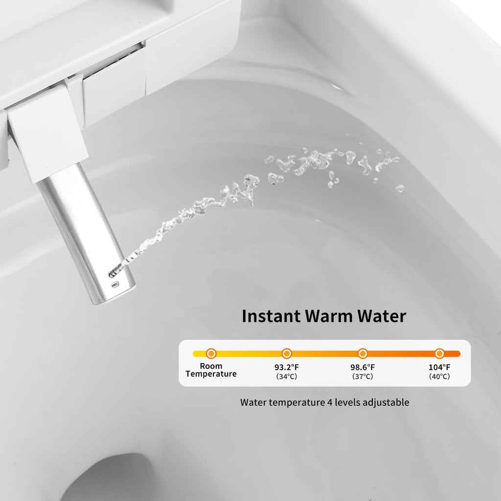 Wekuku Smart Toilet With Bidet One Piece, Auto Flush, Heated Seat, Bubble Wash, Warm Water Dry, Remote Control, Adjustable Temp, White (1 Seat)