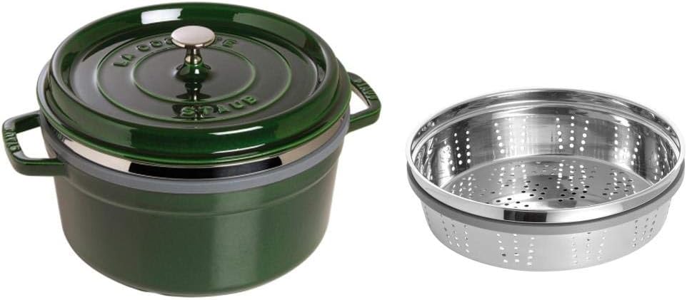 Staub 1133885 Round Casserole Pot with Basil Steamer 26 cm