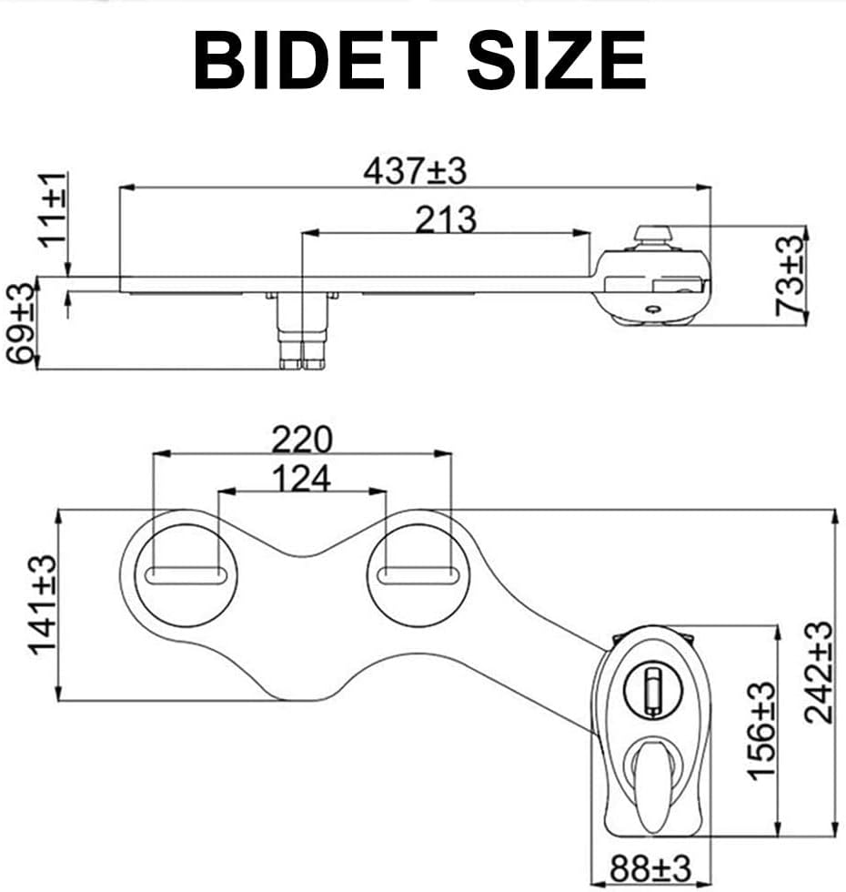Non-Electric Bidet Toilet Seat Anal Single Left Handle (D 1)