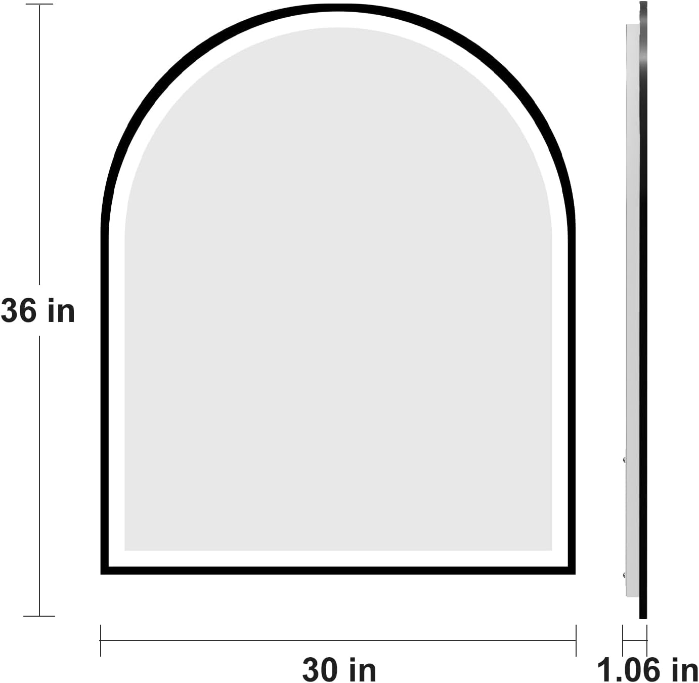 30.1'x36.1' Arched LED Mirror for Bathroom,Black Lighted Bathroom Mirror with Lights-Fogless, Dimmable, 3 Color Changing, Shatterproof, Touch Sensor