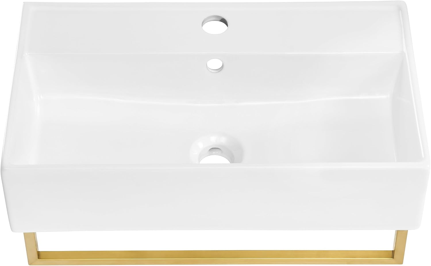 Claire 22' Wall-Mount Bathroom Sink with Brushed Gold Towel Bar