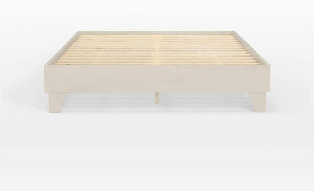 eLuxurySupply Wooden Platform Bed Frame Twin XL Size, White - Low Profile, No Box Spring Needed, Easy Assembly, Wooden Modern Minimalist Style
