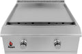 Chaleur 30' Gas Griddle - Professional Flat Top Grill with 493 Sq In Cooking Surface, 304 Stainless Steel, 36,000 BTU, 2 Cast Burners, LED Knobs - Built-In Outdoor Kitchen Griddle for Natural Gas