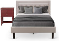 East West Furniture FN08F-1VL13 2-Pc Fannin Bed Set with 1 Modern Bed and a Night Stand for Bedrooms - Reliable and Durable Construction - Mist Beige Linen Fabric