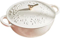 Enameled Cast Iron Dutch Oven with Lid – Non Stick Dutch Oven Pot – Sturdy Ovenproof Stockpot Cookware – Enamelled Cooking Pot – Garden Series – Oversized Handles (White) (4.5Qt)