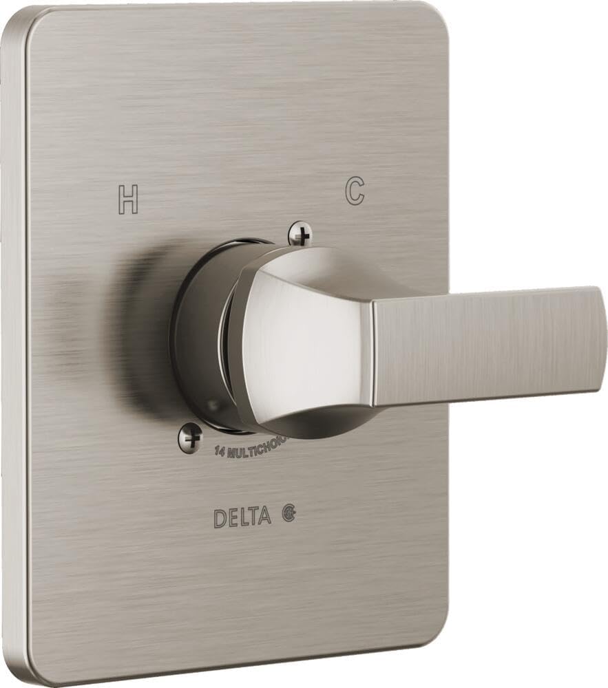 Delta Velum 14 Series Single-Function Valve Trim Kit, Brushed Nickel Handle Set for Shower Faucet System, Stainless T14037-SS (Valve Not Included)