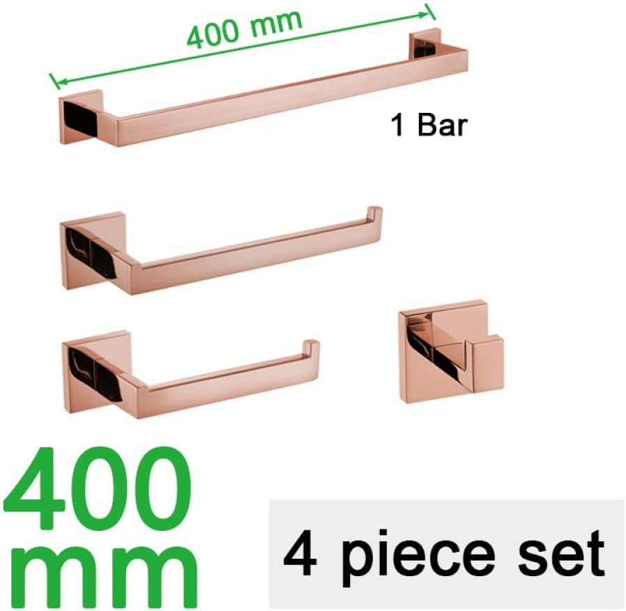 Shiny Polished Rose Gold Bathroom Hardware Accessories Towel Rack Toilet Paper Holder Towel Rail Bar Bathroom Robe Hook,40cm 1 bar Set