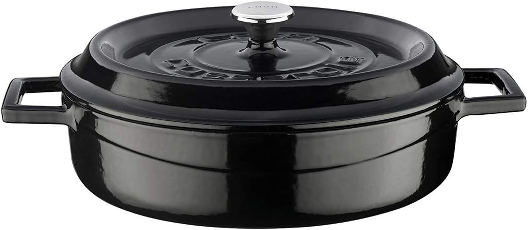 Lava Signature Enameled Cast-Iron Multi-Purpose Braiser Oven - 2-1/2 Quart, Obsidian Black