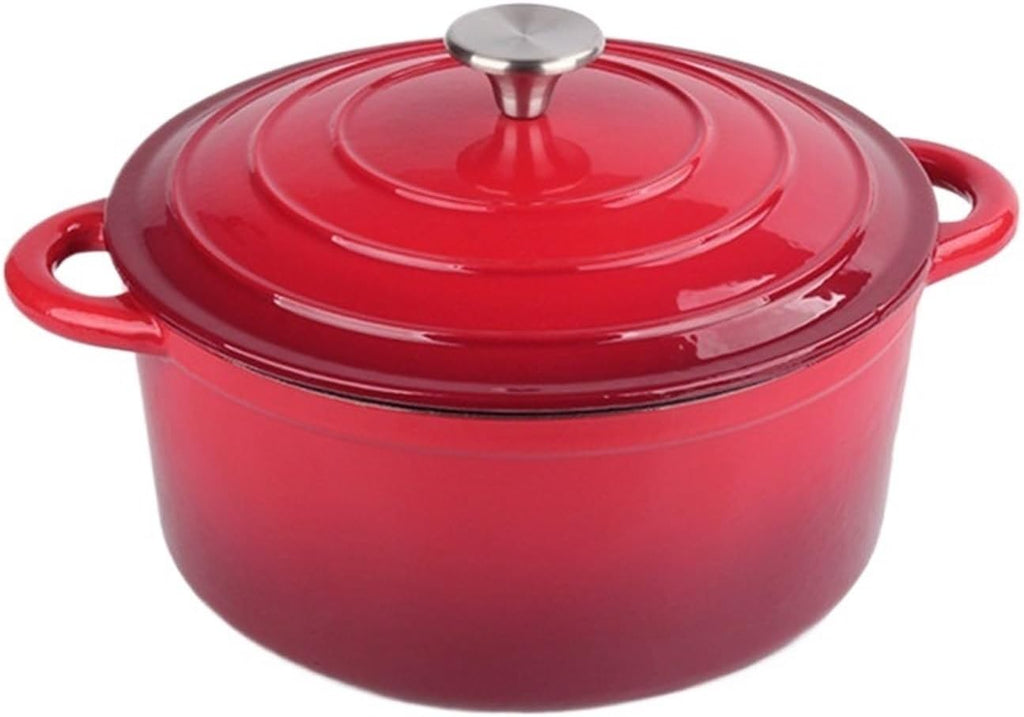 Enameled Cast Iron Soup Pot 26cm for Baking Braiser Cooking 4.5L Saucepan Heavy Braised Pot (Red)