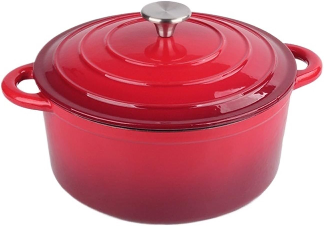 Enameled Cast Iron Soup Pot 26cm for Baking Braiser Cooking 4.5L Saucepan Heavy Braised Pot (Red)