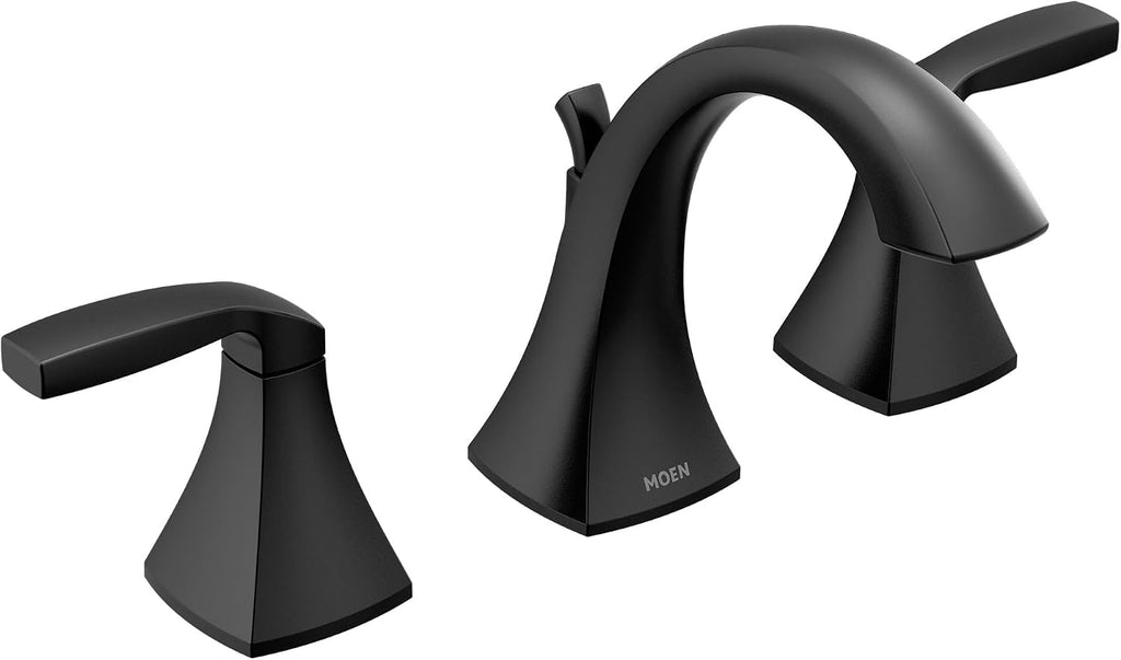 Moen Voss Matte Black Two-Handle Widespread Bathroom Faucet Trim Kit, Valve Required, T6905BL