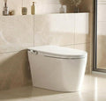 Smart Toilet with Bidet Built in, Heated Seat & Dual Auto Flush, Foot Sensor, Modern Extended Electric Toilet with Water Tank, Warm Water Wash, Air Drying, LED Night Light, Remote, Manual flip cover