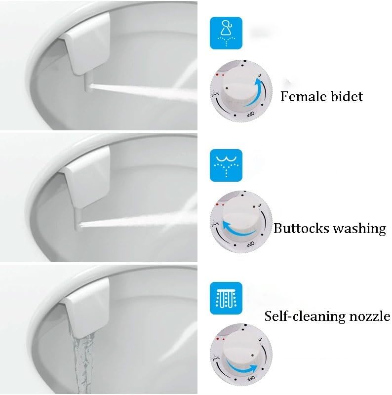 Easy-to-install Bidet with ABS White Adjustable Nozzles Hot Cold Non-electric Bidet