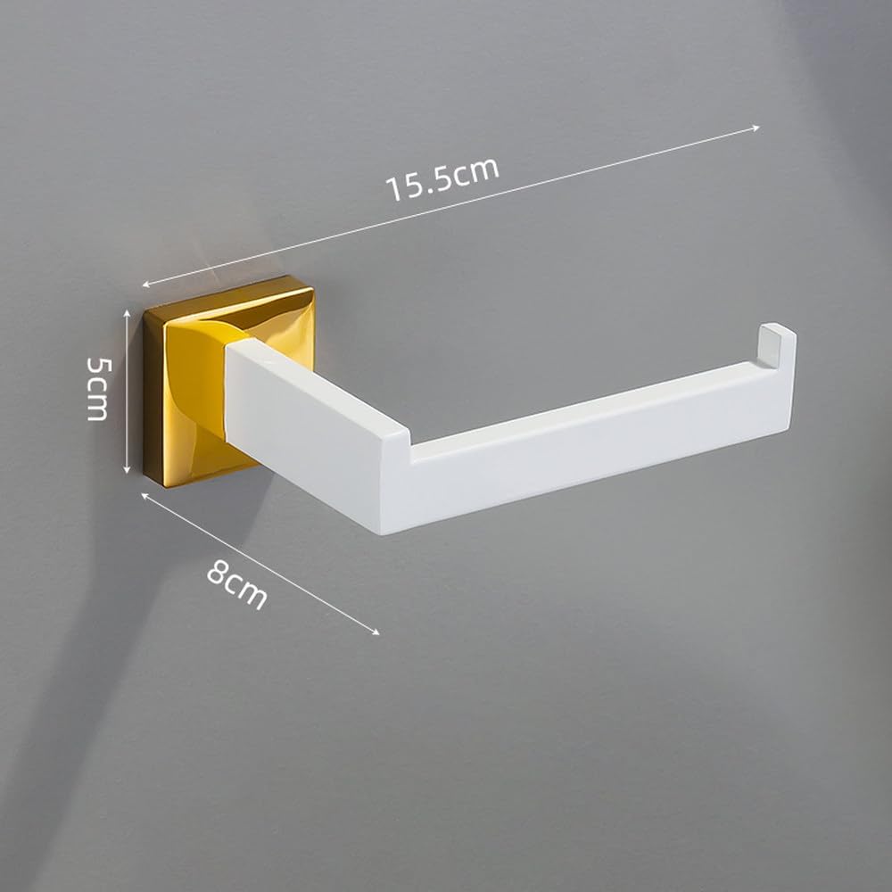 White Gold Bathroom Hardware Set Accessories Stainless Steel Towel Rack Toilet Paper Holder Hook Bathroom Shelf Organizer Set,5pcs Set B