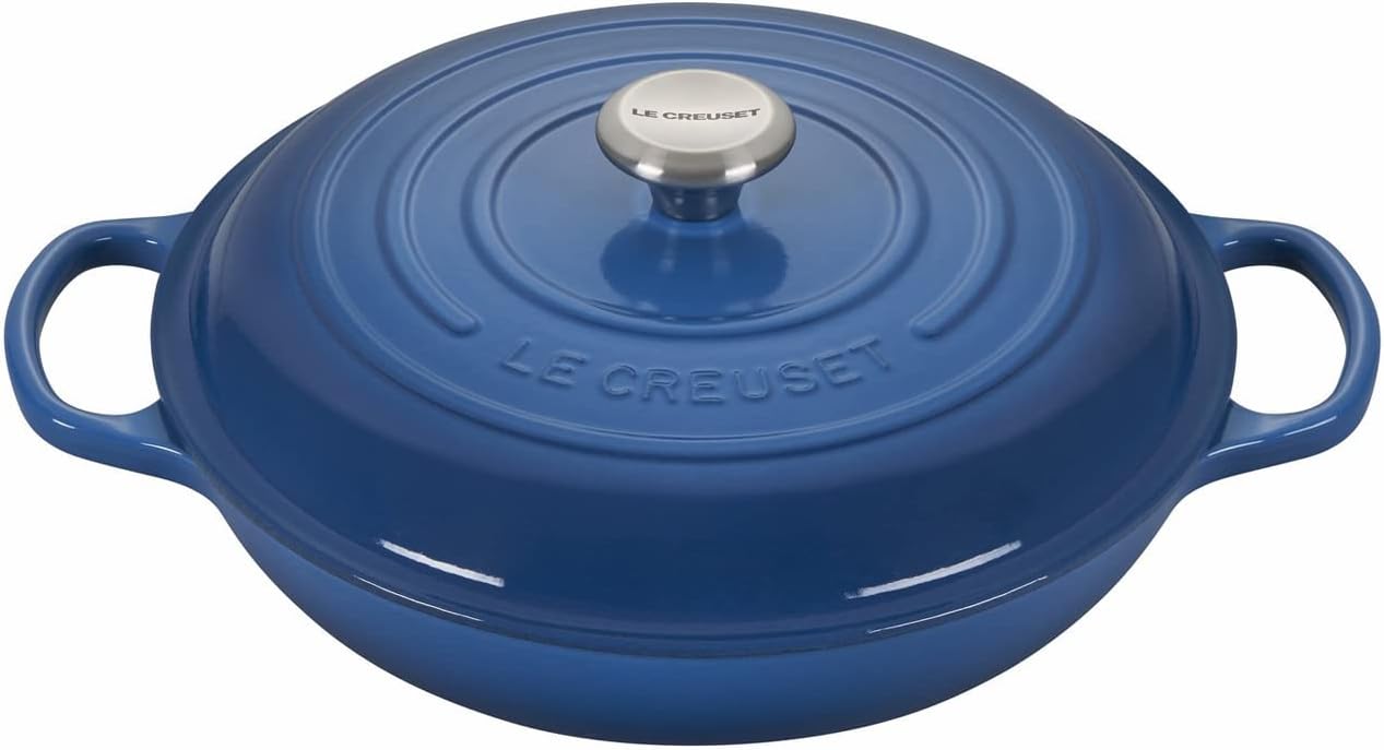 Le Creuset 3 3/4 Qt. Signature Braiser w/Additional Engraved Personalized Stainless Steel Knob - Marseille