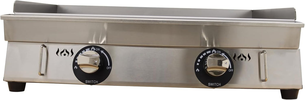 Commercial Stainless Steel LPG Gas Griddle Grill, 28.9' x 16.1' Flat Top Countertop Griddle for Steak, Pancakes & Teppanyaki, 2800Pa, Home & Outdoor Use