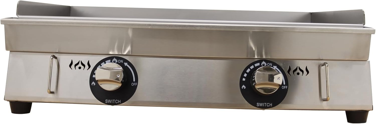 Commercial Stainless Steel LPG Gas Griddle Grill, 28.9' x 16.1' Flat Top Countertop Griddle for Steak, Pancakes & Teppanyaki, 2800Pa, Home & Outdoor Use