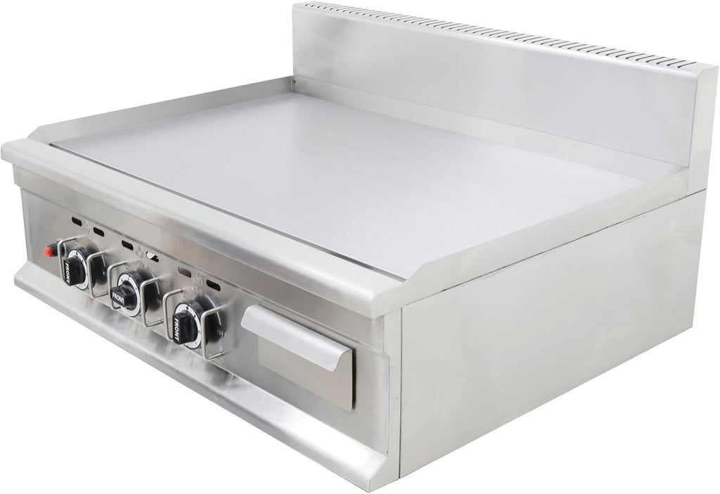 Commercial Stainless Steel LPG Gas Griddle Grill, 35.6' x 21.7' Flat Top Countertop Griddle for Steak, Pancakes & Teppanyaki, 2800Pa, Home & Outdoor Use