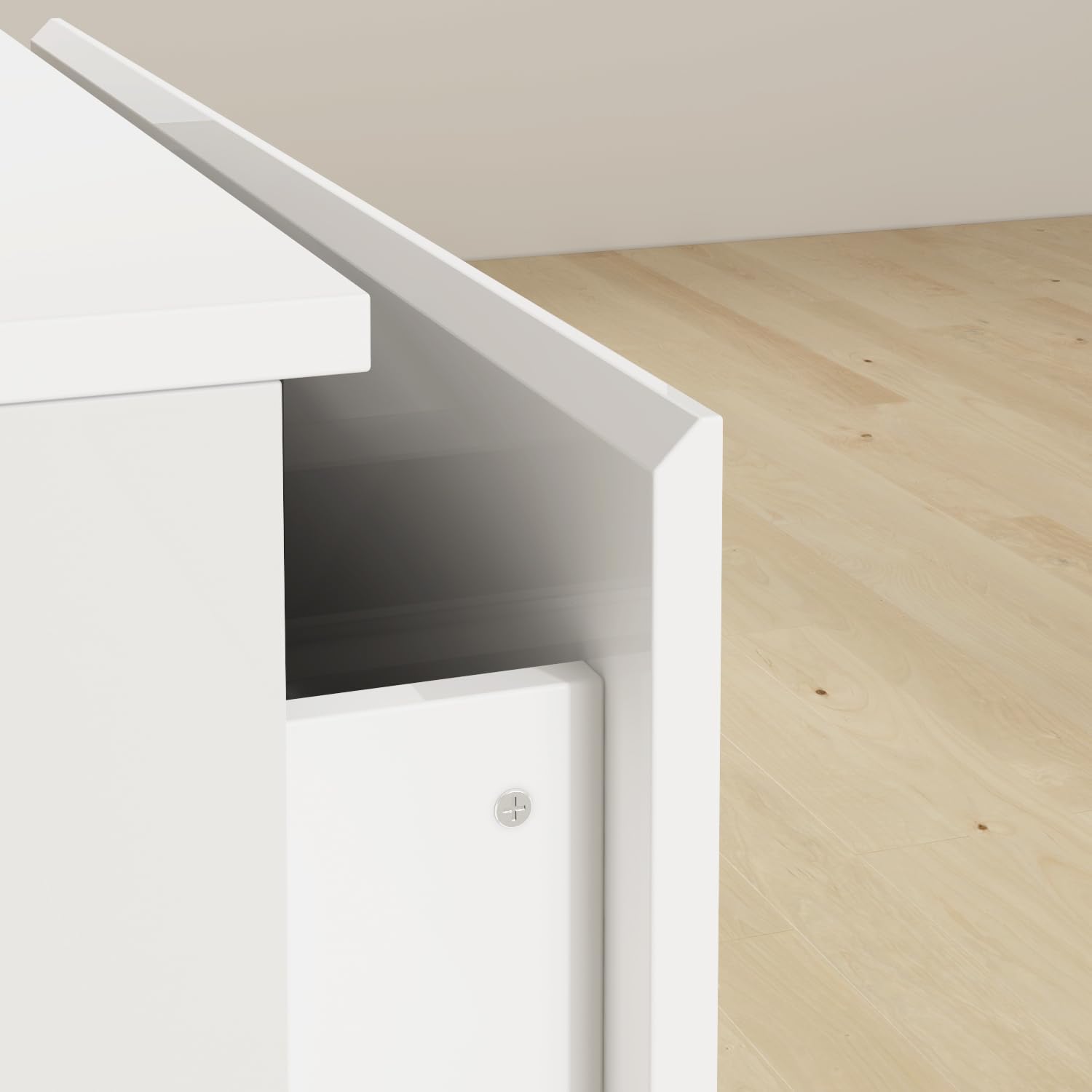 Nightstand with 3 Drawers, Modern Bedroom End Table with No Handle, Wooden Bedside Storage Cabinet, White 30.3' W x 32.3' H