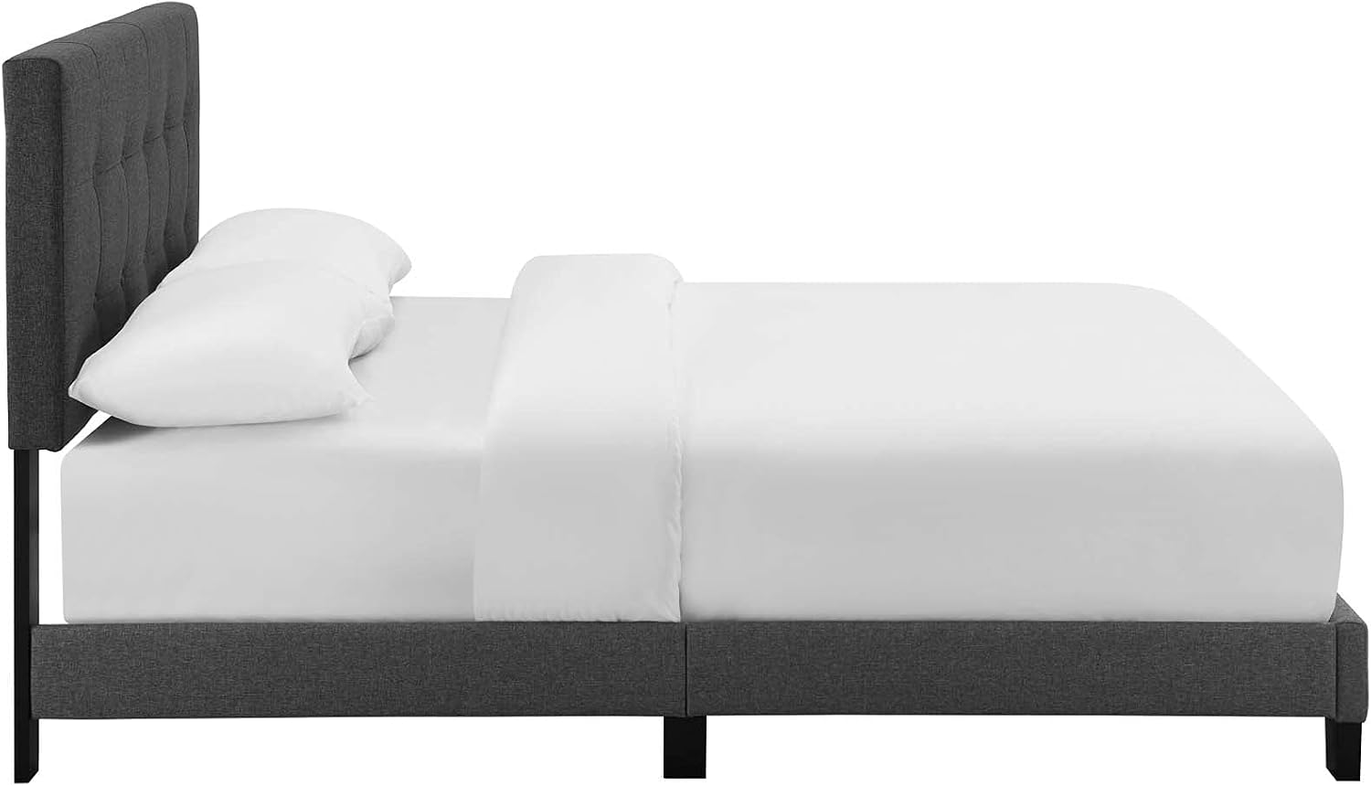 Modway Amira Tufted Fabric Upholstered Full Bed Frame With Headboard In Gray