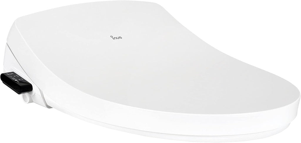 Inus R52 Korean Electric Bidet Toilet Seat, Deodorizer, Cleansing+, Wand Cleaning Heated Seat, Eco Mode, Tankless, Remote Control, Smart Home, Water & Seat Temperature Control, Elongated, White