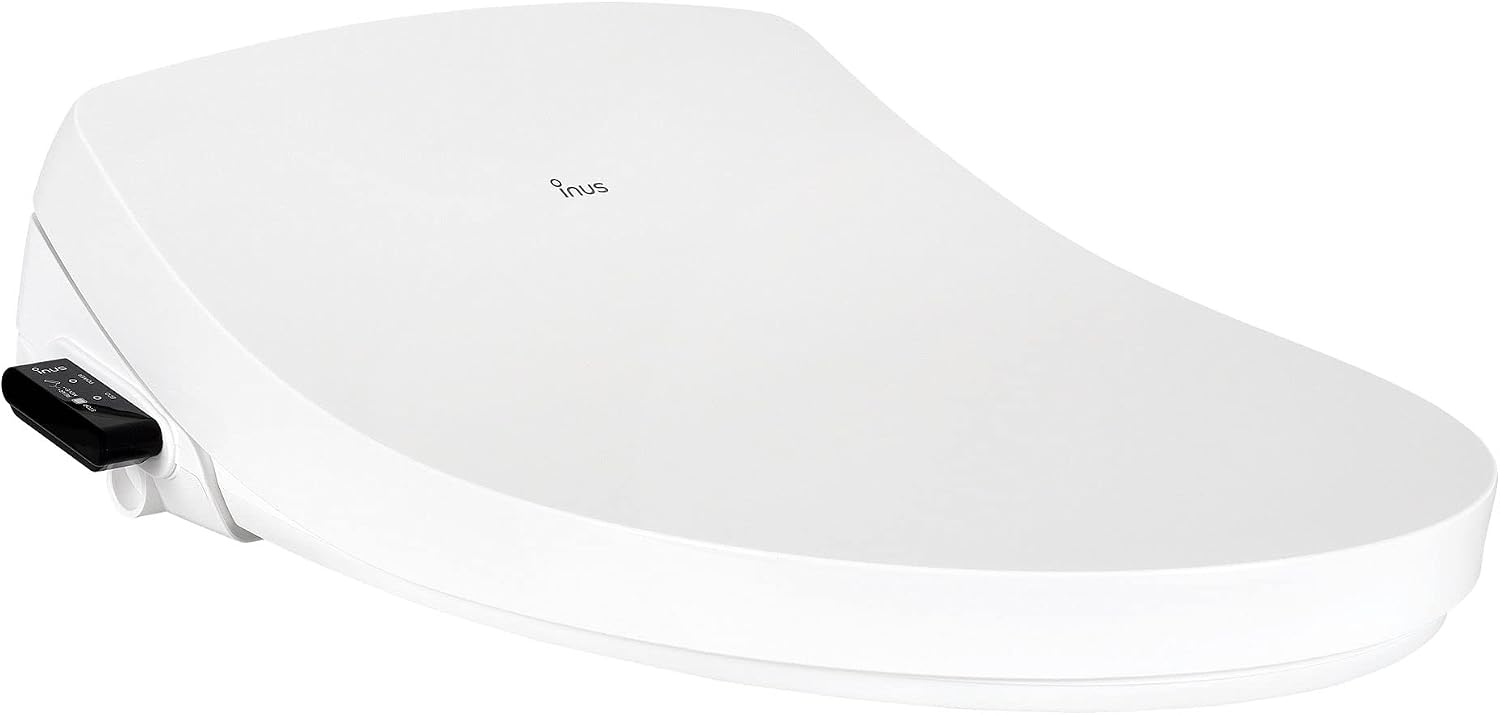 Inus R52 Korean Electric Bidet Toilet Seat, Deodorizer, Cleansing+, Wand Cleaning Heated Seat, Eco Mode, Tankless, Remote Control, Smart Home, Water & Seat Temperature Control, Elongated, White