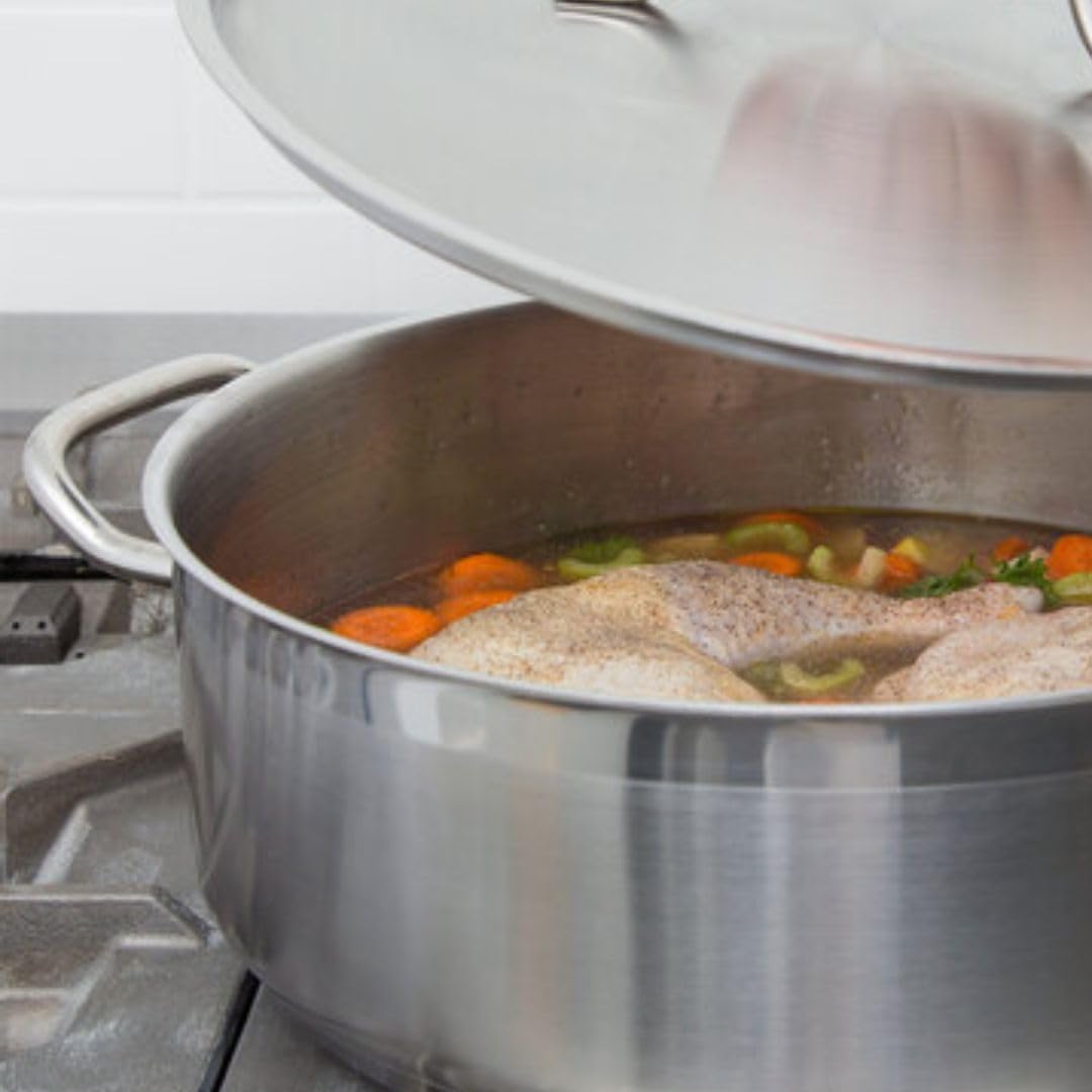 Soro Essentials- 10 Qt. Heavy Duty Brazier Pan with Cover- Round Braiser Pan Flat Cooking Surface Even Heating Cookware Perfect for Frying Stir-frying Stewing Cooking Home Kitchen Restaurant