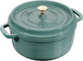 staub La Cocotte Round Z1025-323 Pico Cocotte Round Eucalyptus 9.4 inches (24 cm) Large, Two-Handed Casting, Enameled Pot, Induction Compatible