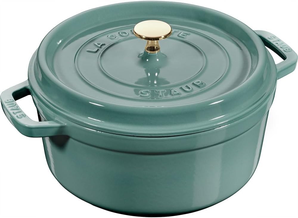 staub La Cocotte Round Z1025-323 Pico Cocotte Round Eucalyptus 9.4 inches (24 cm) Large, Two-Handed Casting, Enameled Pot, Induction Compatible