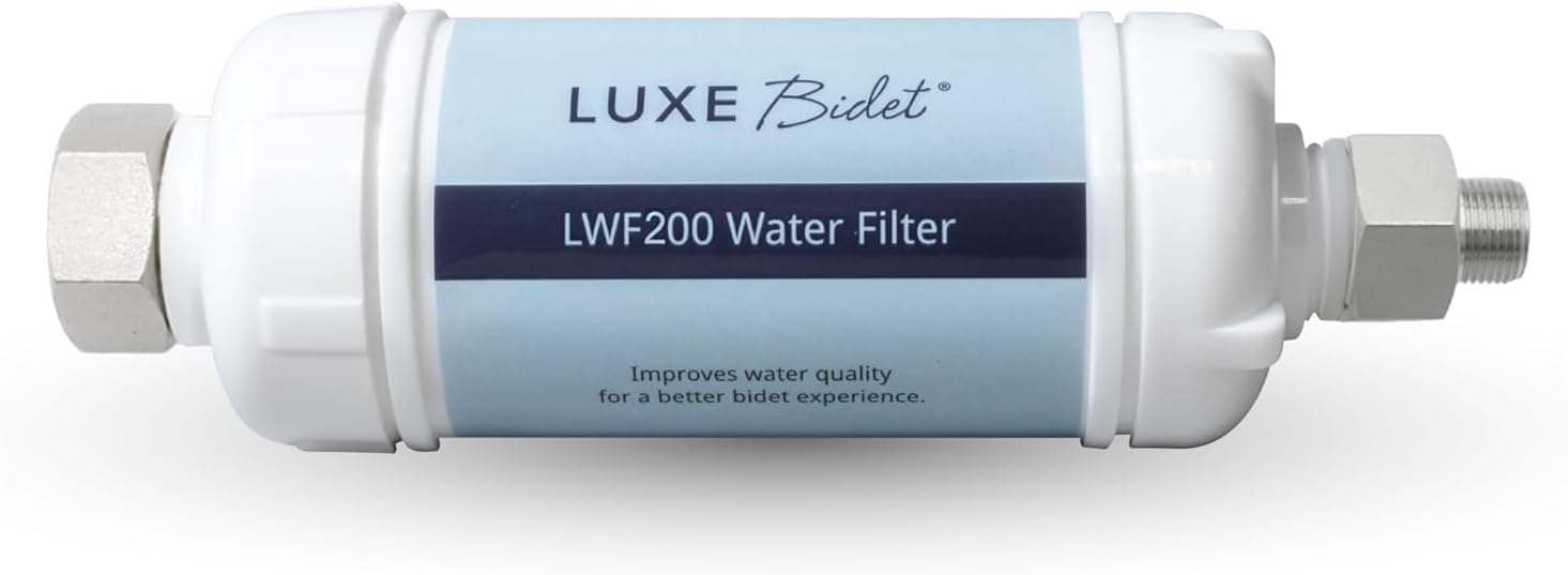LUXE Bidet NEO 185 Plus White Bidet Attachment, Comfort Soft Footstool, Toilet Seat Bumpers, and Water Filter Gift Set