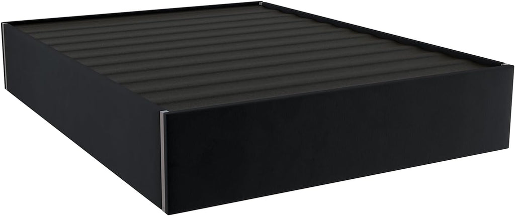 VANT Upholstered Platform Bed - Queen Size - Velvet Black - Easy Assembly Bed Frame No Box Spring Needed Foundation for Optimal Support - Sleek Modern Design for Any Bedroom