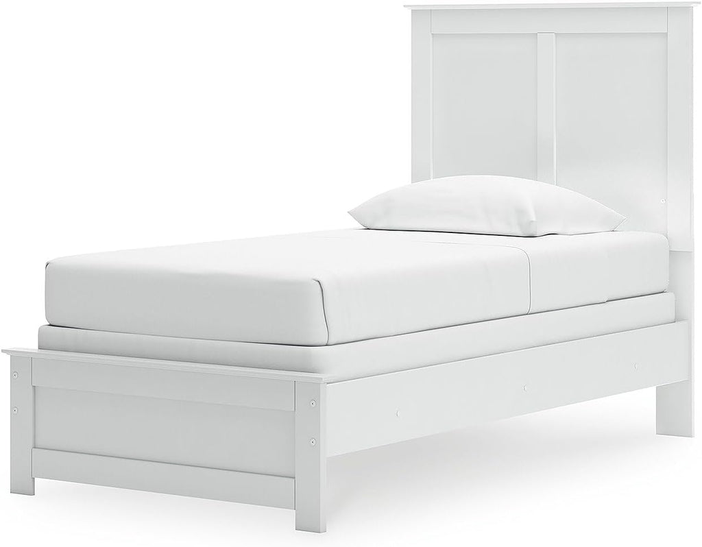 Signature Design by Ashley Bostwick Shoals Transitional Twin Panel Bed, Foundation or Box Spring Needed, White