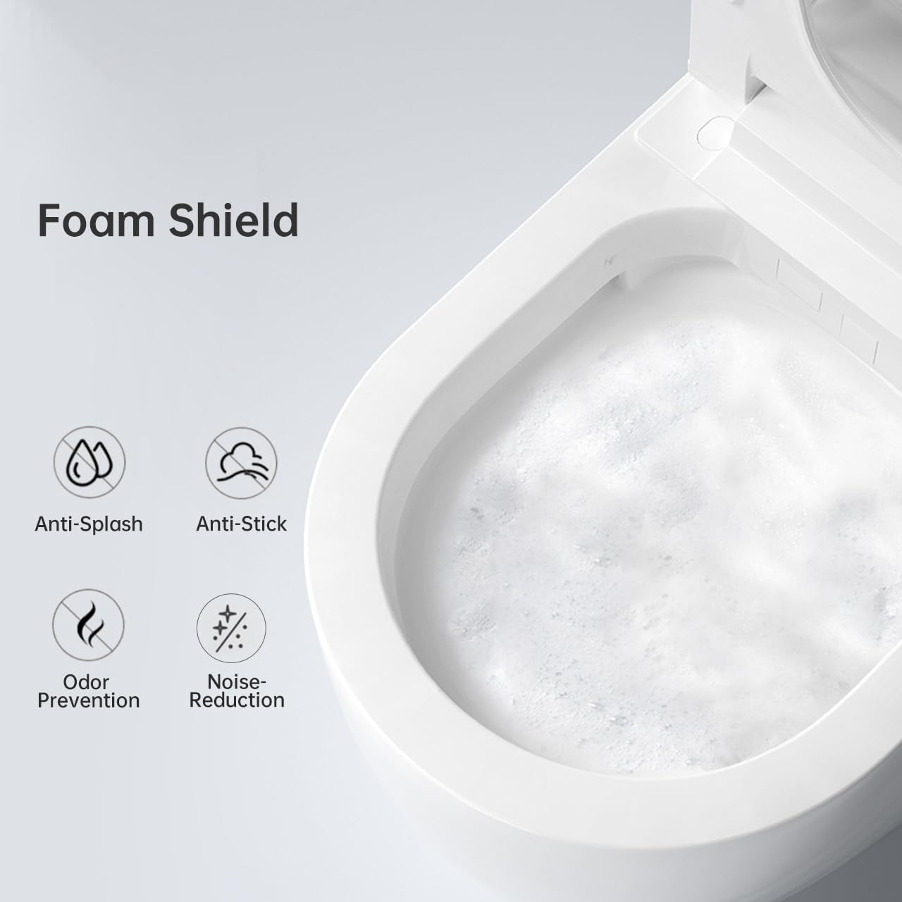 Smart Toilet Integrated Bidet, Ceramic with Polypropylene Seat, White+Gray, 15.94x25.12x17.91 Inches, 97 Pounds, Floor Mounted, Oval