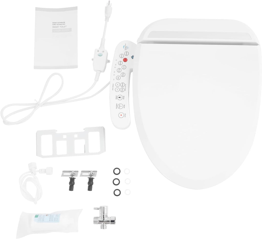 Bidet Toilet Seat, Electric Heated Toilet Seat with 2 Nozzle & Air Dryer & Heated Seat, Smart Bidet Warmer, Adjustable Temperature, Automatic Cleaning, Vibrating Flush, Easy-Install