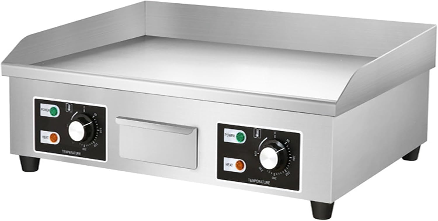 29' Commercial Electric Countertop Flat Top Griddle 4400W 220V Non-Stick Commercial Restaurant Kitchen Teppanyaki Grill Stainless Steel Adjustable Temperature Control 50~300℃