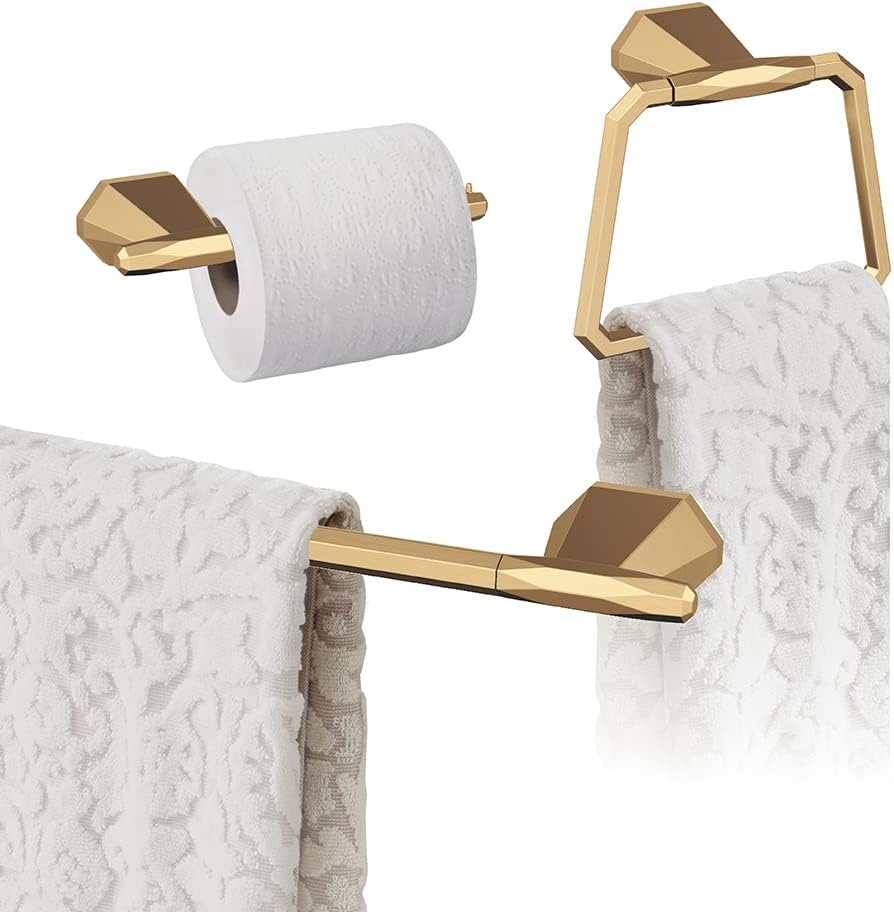 Amerock | Champagne Bronze | St. Vincent |Towel Bar | 18 inch (457 mm) | 3 Piece | Bathroom Accessories Set
