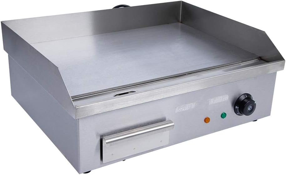Electric Griddle 22' Countertop Griddle Non-Stick Stainless Steel Flat Top Grill for BBQ Teppanyaki Cooking with Adjustable Temperature Control 122°F-572°F