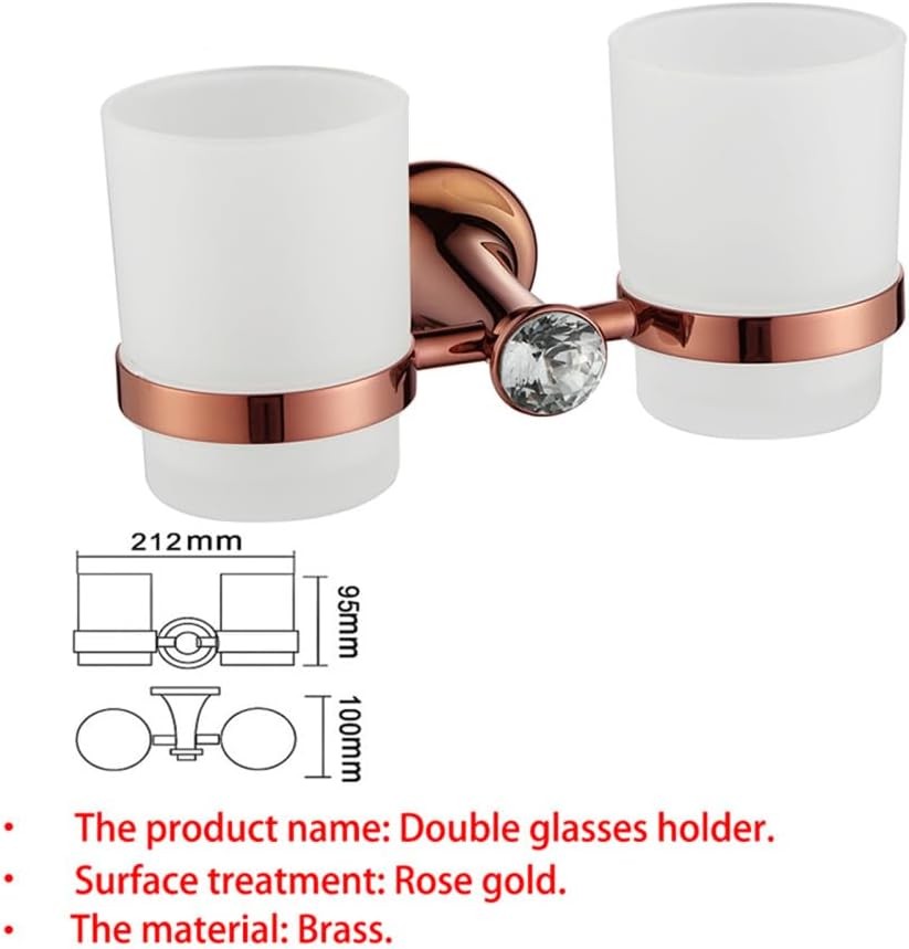 Coat Hook Bathroom Hooks Rose Gold Bathroom Accessories Brass Wall Mounted Toilet Brush Paper Towel Holder Rack Glass Shelf Bath Hardware Set.,Robe Hook(Color:Double Glasses)