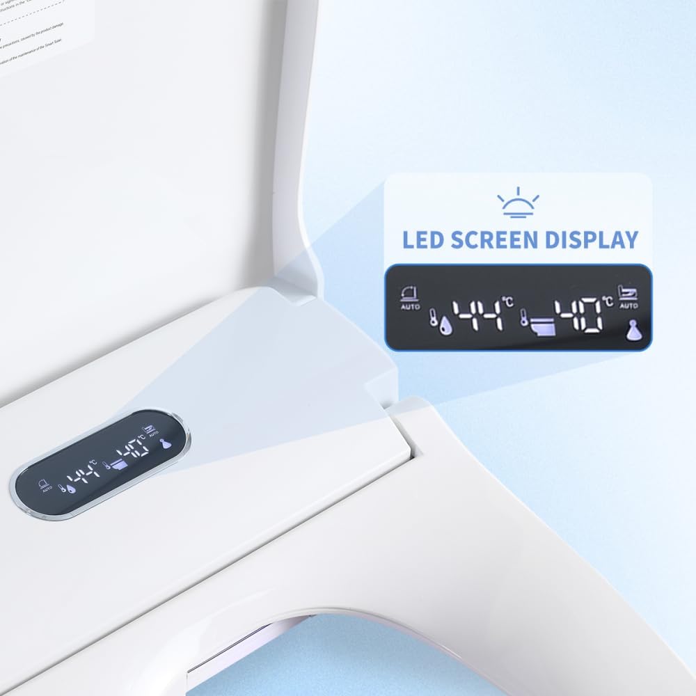 Electric Bidet Toilet Seat - Auto Open/Close Lid & Automatic Nozzle Cleaning, Side Knob, Heated Seat, Water Temp/Pressure Adjustment, Only Seat (S51G)