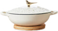 Enameled Cast Iron Dutch Oven with Lid – Non Stick Dutch Oven Pot – Sturdy Ovenproof Stockpot Cookware – Enamelled Cooking Pot – Garden Series – Oversized Handles (White) (1.7Qt)