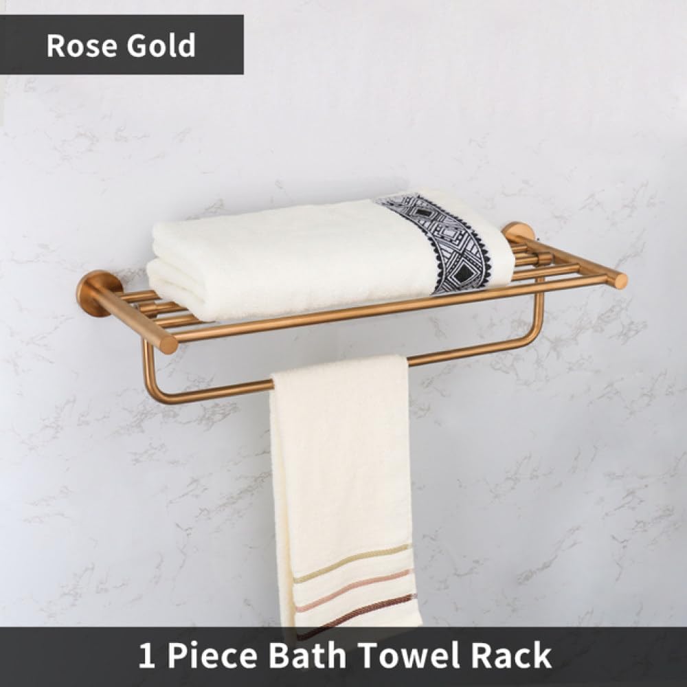 Brushed Rose Gold Bathroom Accessories Toilet Brush Paper Holder Towel Rail Rack Bar Hooks Toothbrush Holder Stainless Steel,Towel Rack
